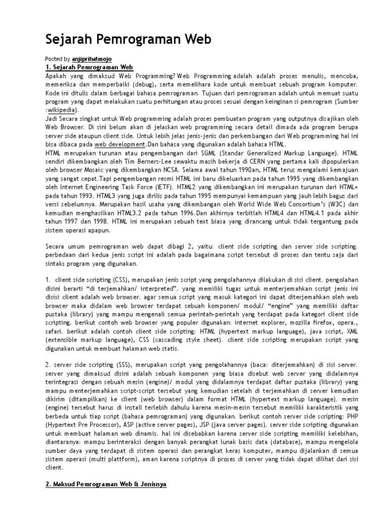 Sejarah Pemrograman Web | PDF