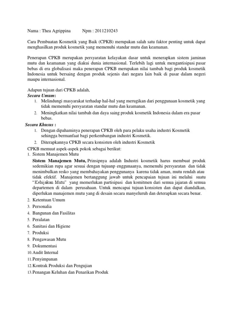 Cara Pembuatan Kosmetik Yang Baik | PDF