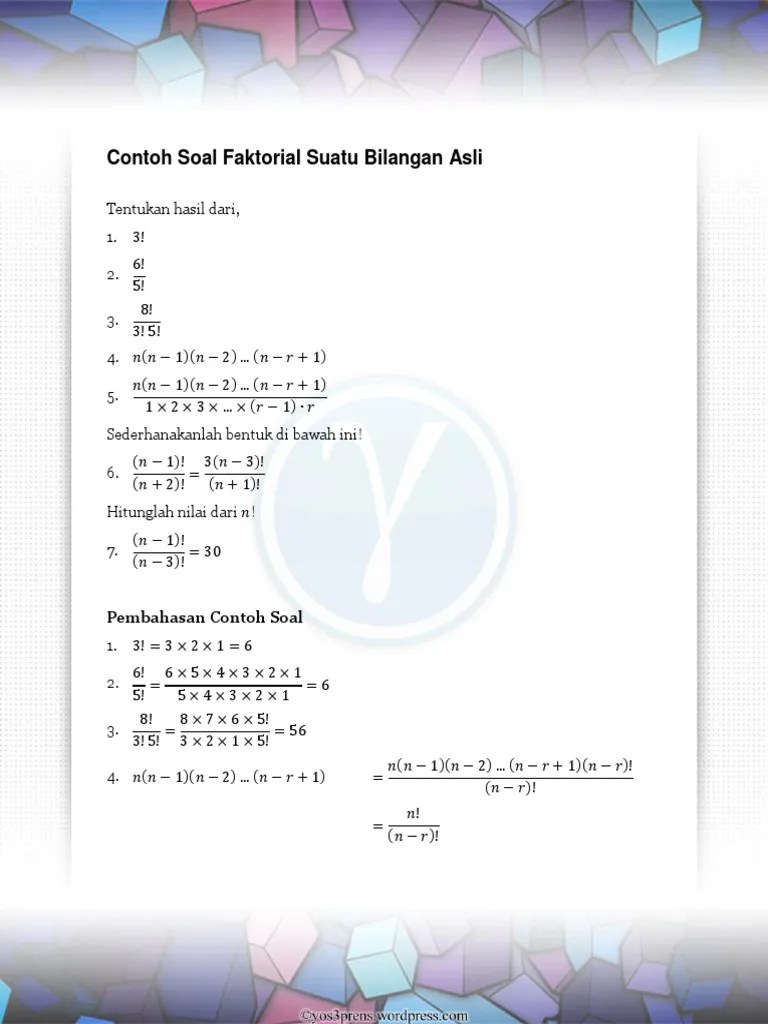 Contoh Soal Faktorial