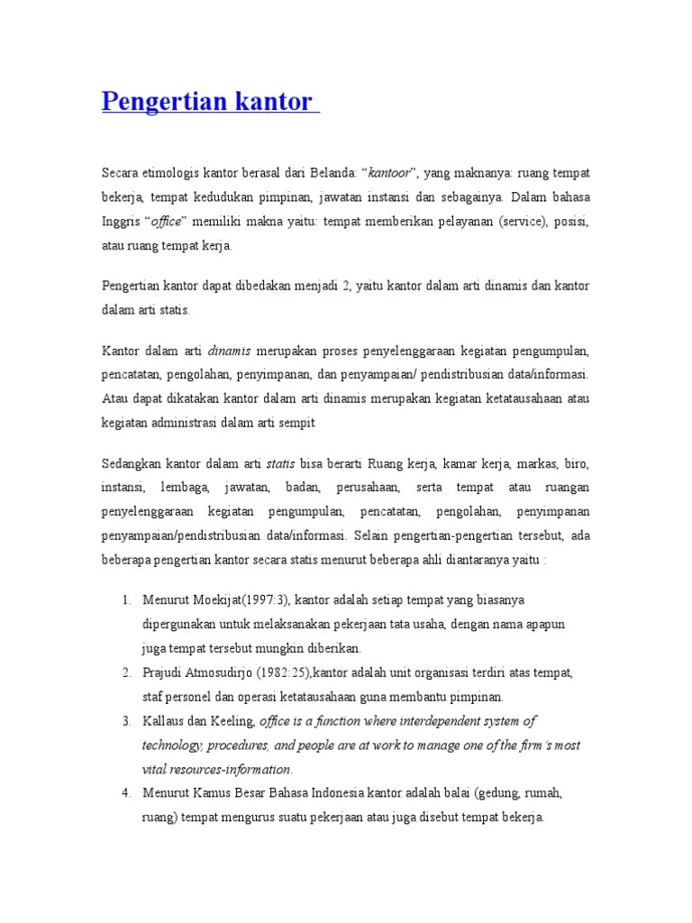 Pengertian Kantor | PDF