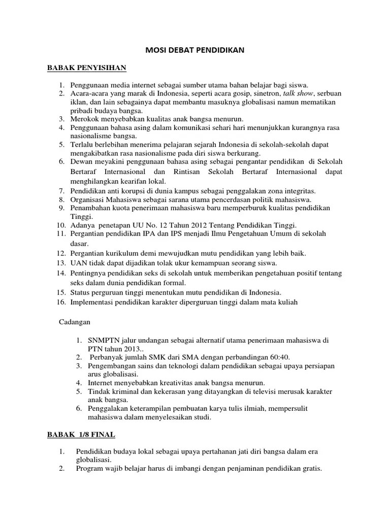 Mosi Debat Pendidikan | PDF