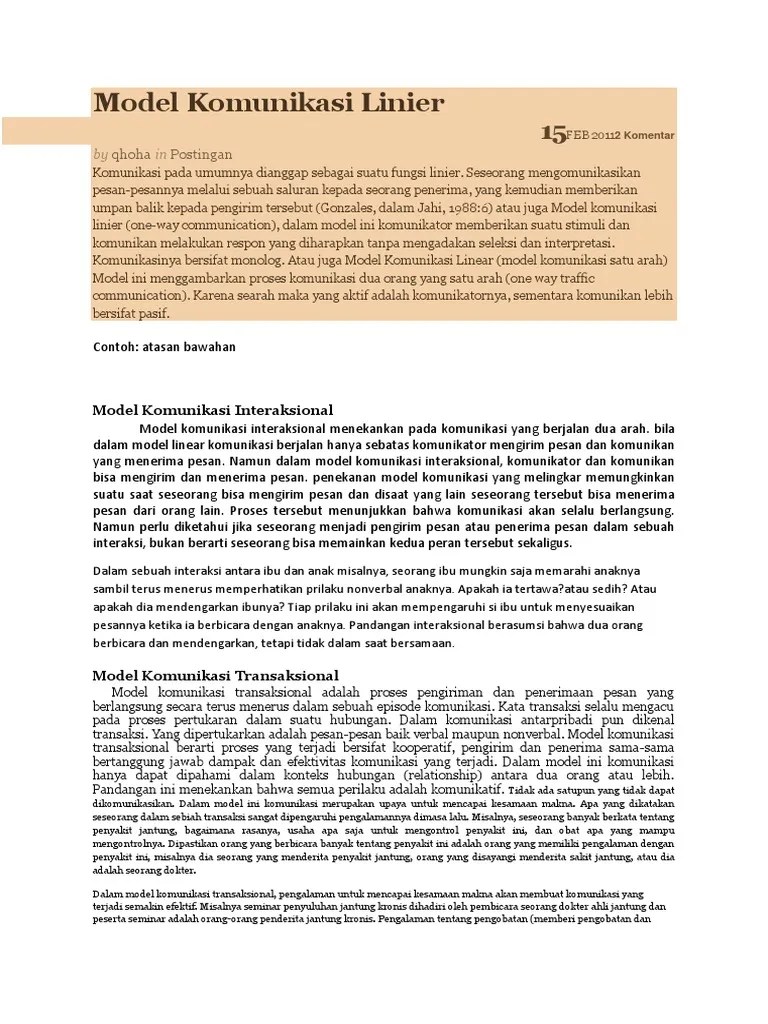 Model Komunikasi Linier | PDF