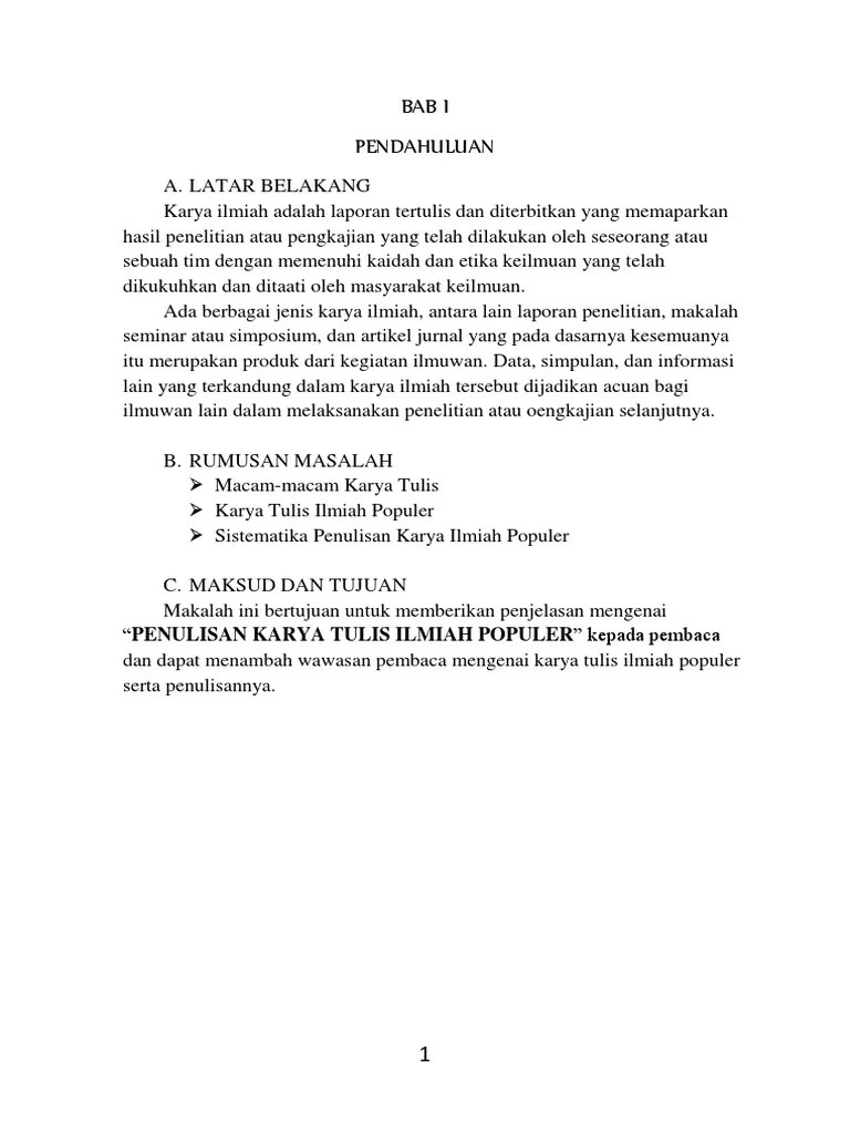 Struktur Karya Tulis Ilmiah Populer