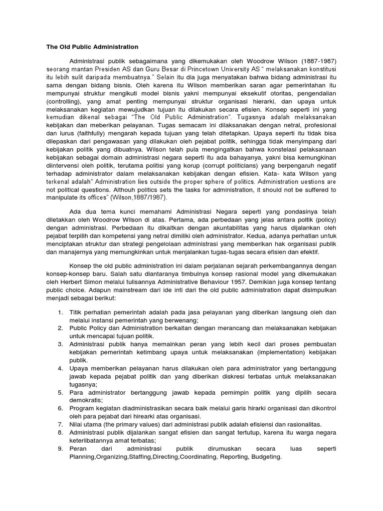 The Old Public Administration | PDF