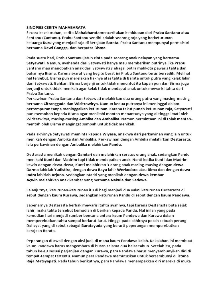 Sinopsis Cerita Mahabarata | PDF