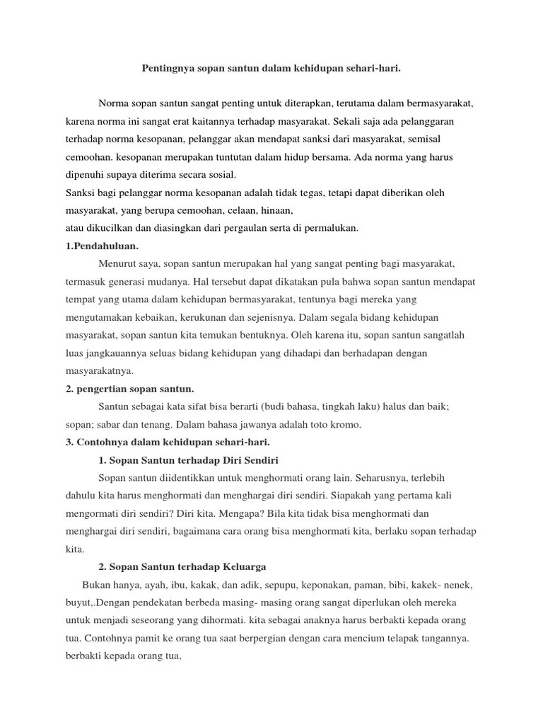 Pentingnya Sopan Santun Dalam Kehidupan Sehari | PDF