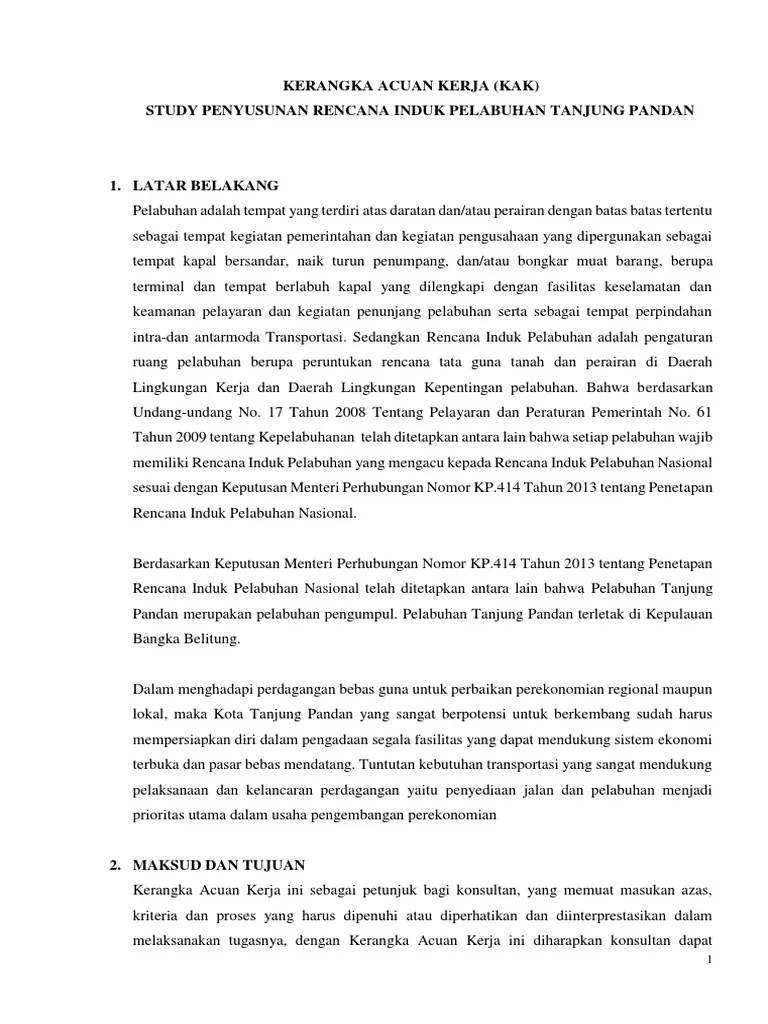 Study Penyusunan Rencana Induk Pelabuhan Tanjung Pandan | PDF