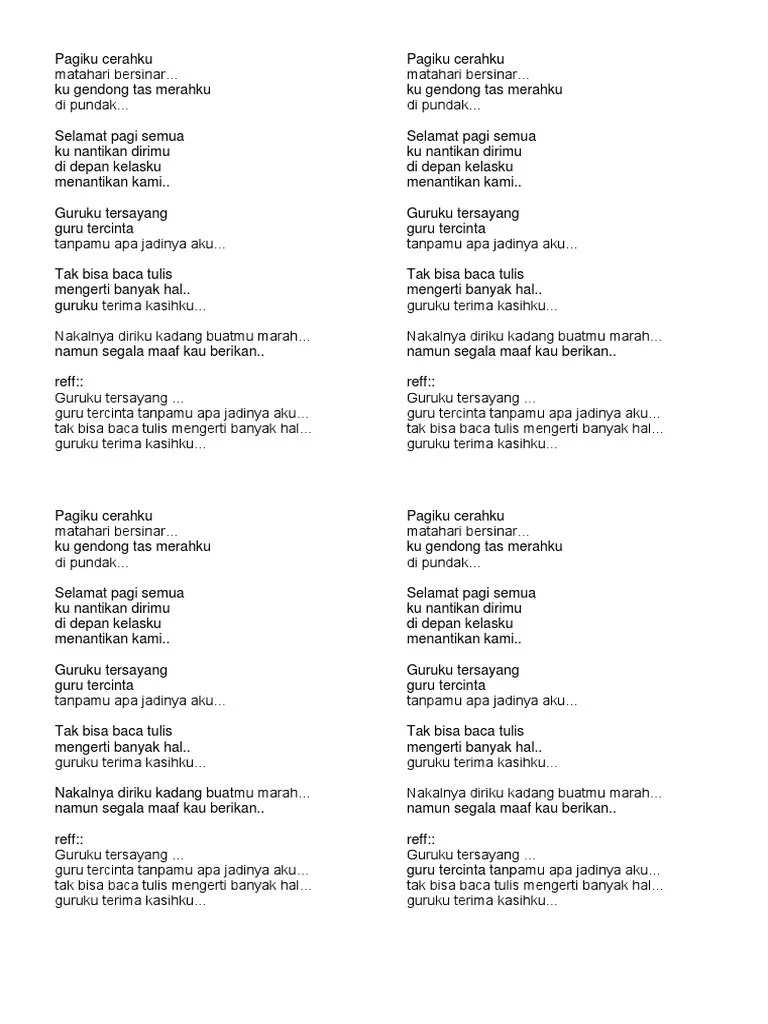 Lagu Guru Pagiku Cerahku | PDF