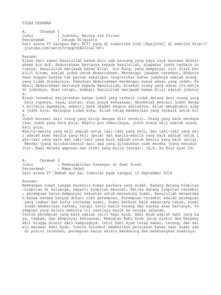 Ceramah Agama Islam Tentang Jodoh – Tulisan