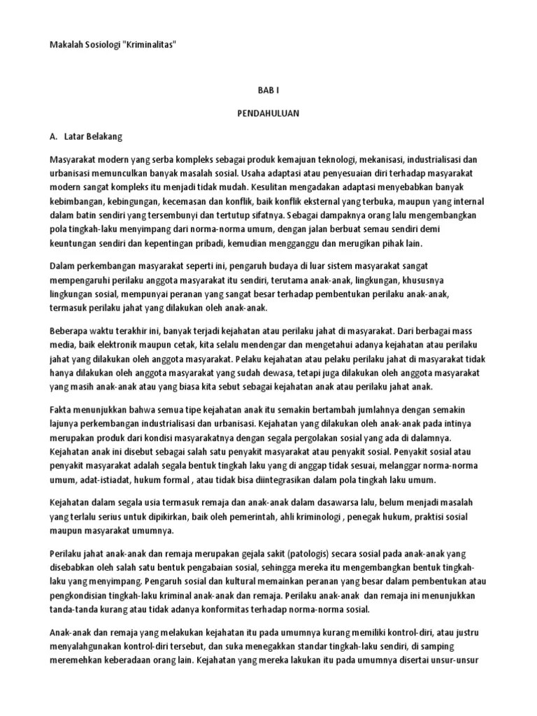 Makalah Sosiologi Tentang Masalah Sosial Kenakalan Remaja
