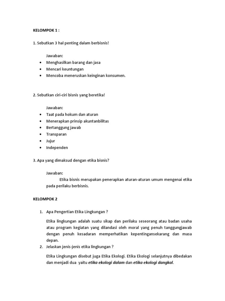 Contoh Soal Etika Bisnis – Mudah