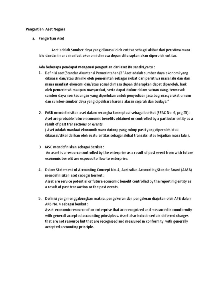 Pengertian Aset, Negara, Dan Aset Negara | PDF