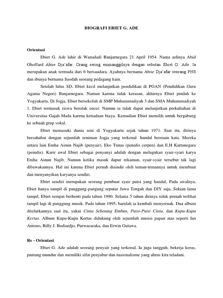 Biografi Ebiet G Ade | PDF