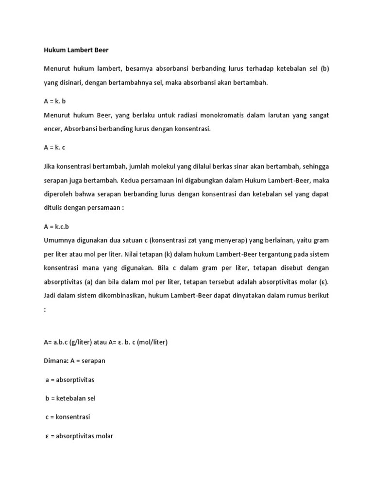 Hukum Lambert Beer | PDF