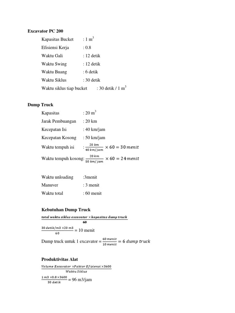 Kapasitas Produksi Excavator PC 200 | PDF