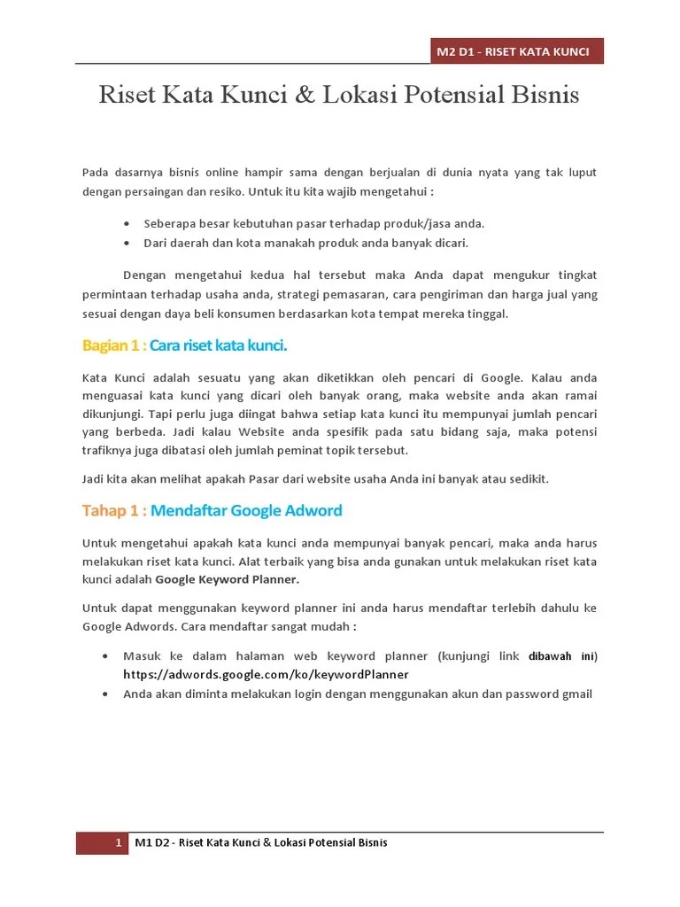 6 - Riset Kata Kunci &amp; Lokasi Potensial Bisnis | PDF