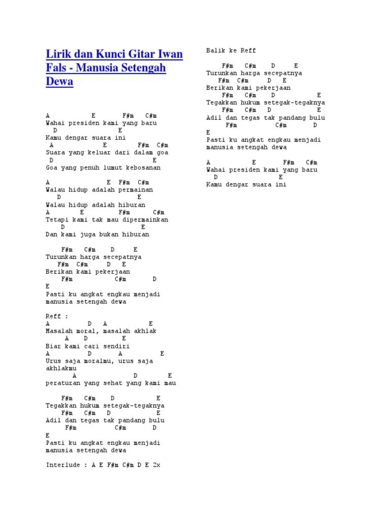 Kunci Gitar Iwan Fals Si Budi – Sekali