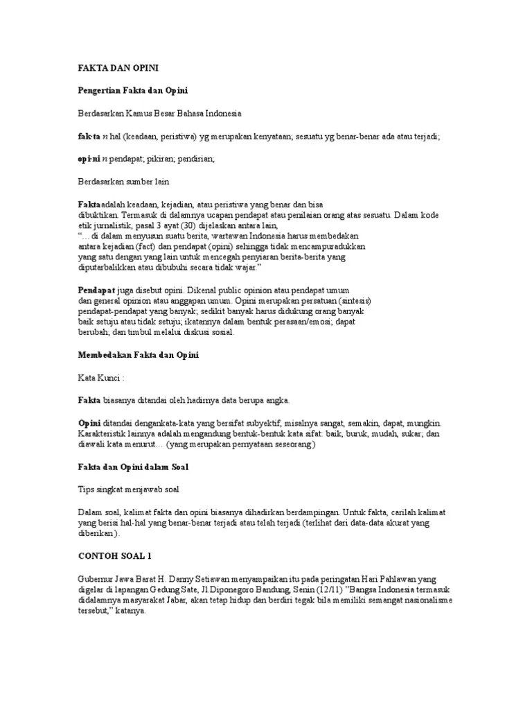 Fakta Dan Opini | PDF