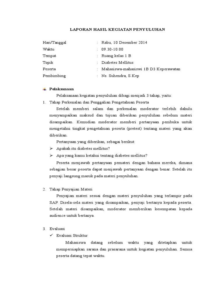 Contoh Laporan Penyuluhan DM | PDF