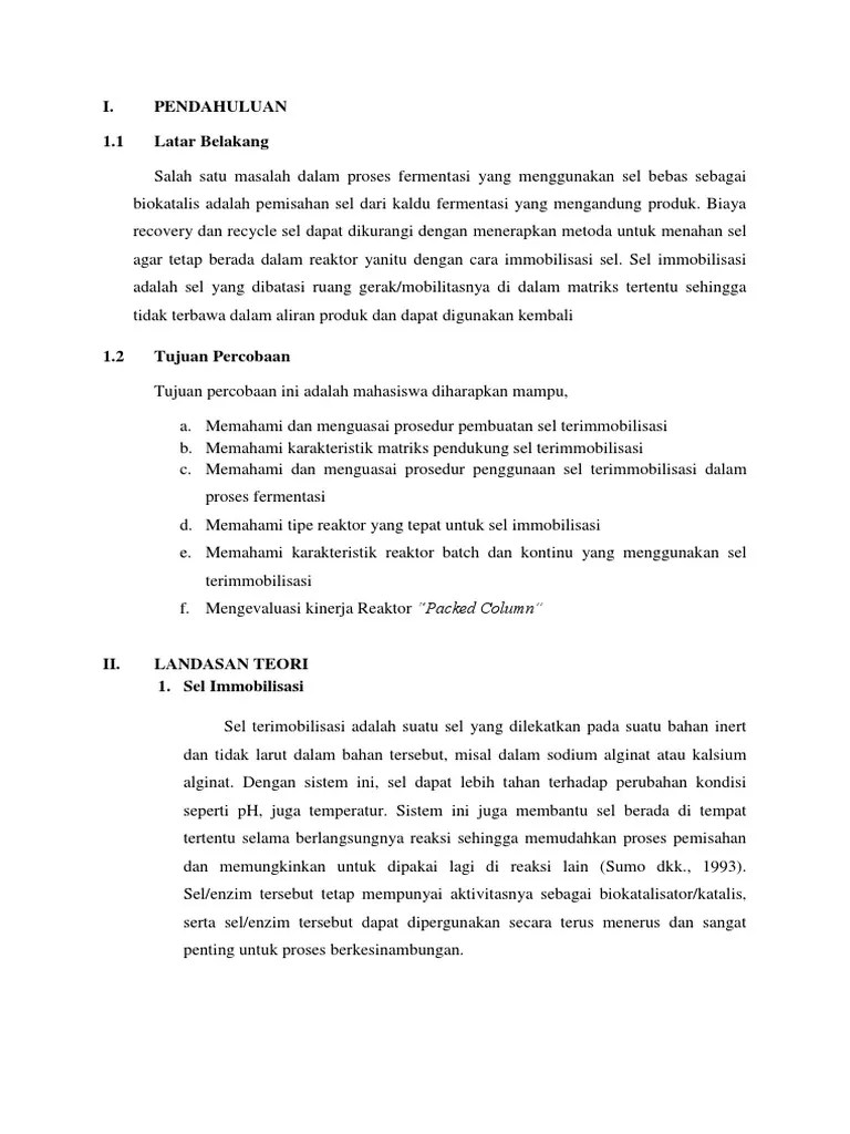 Laporan Immobilisasi Sel Dan Evaluasi Kinerja Sel Immobilisasi (Fixed) | PDF