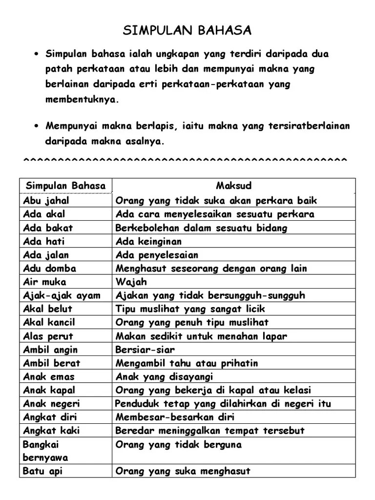 Simpulan Bahasa (Untuk SK) | PDF