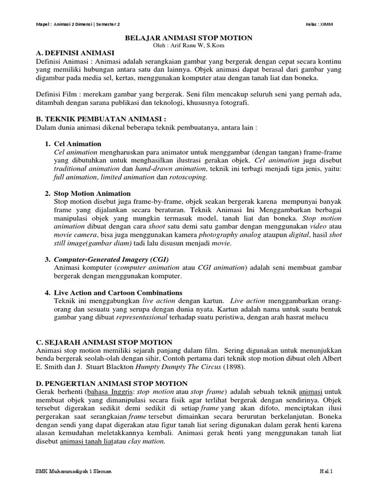 Materi Stop Motion Libre | PDF