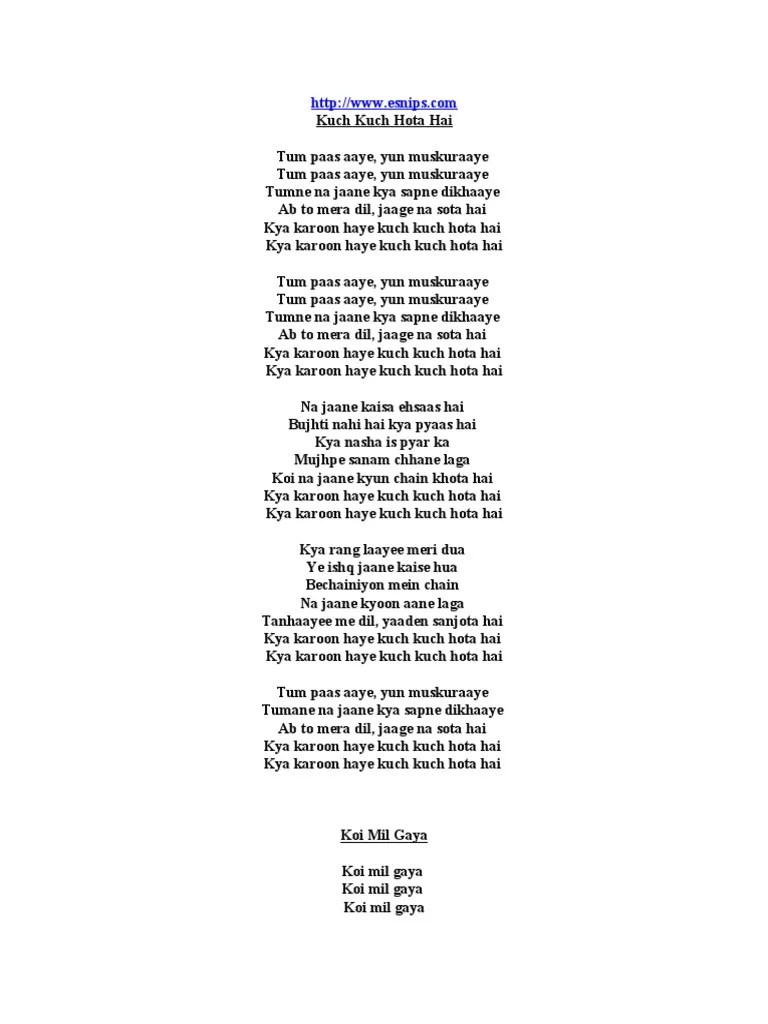 HTTP://WWW - Esnips.com Kuch Kuch Hota Hai Tum Paas | PDF | Hindi Language  Media | Bollywood