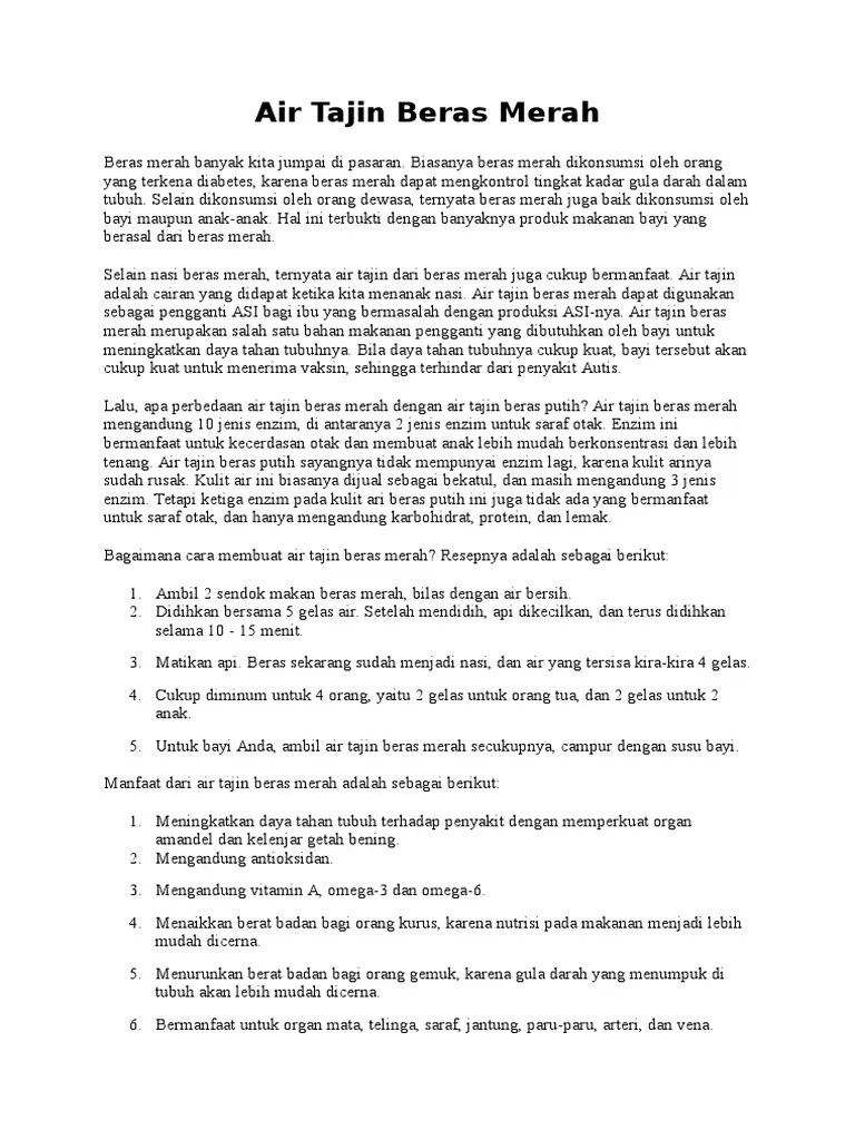 Air Tajin Beras Merah | PDF