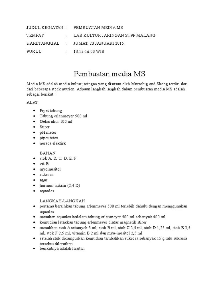 Pembuatan Media MS | PDF