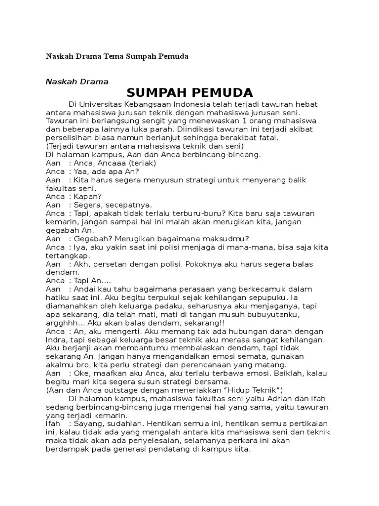 Naskah Drama Tema Sumpah Pemuda | PDF