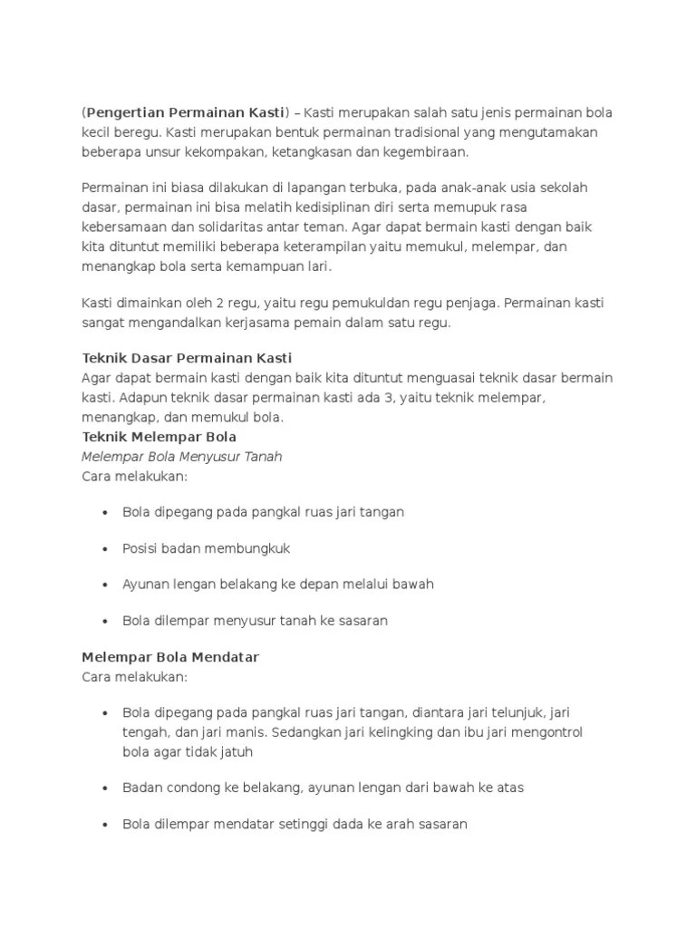 Pengertian Permainan Kasti | PDF