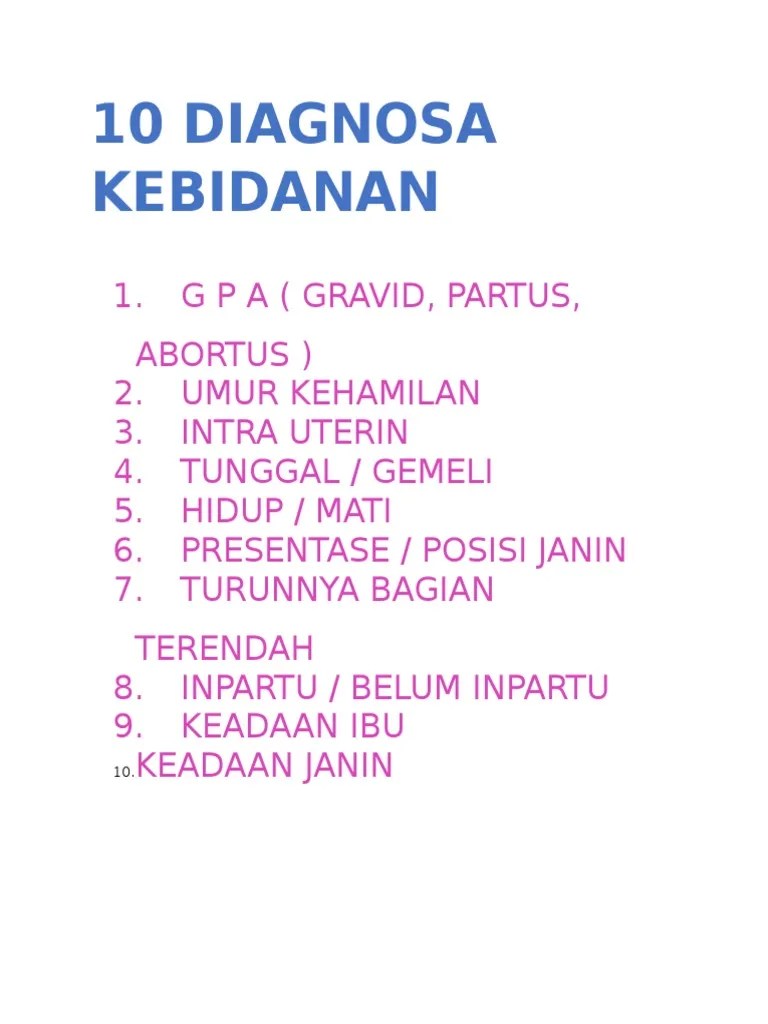 10 Diagnosa Kebidanan | PDF