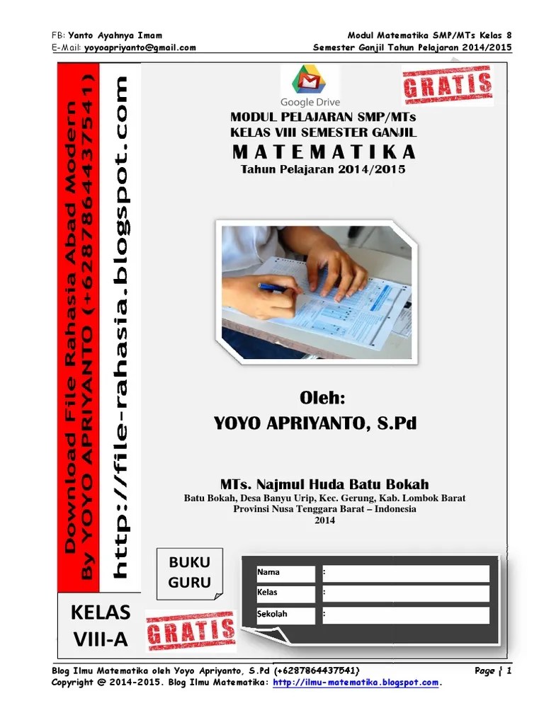 Modul MATEMATIKA Kelas 8 SMP Ganjil v1415 | PDF