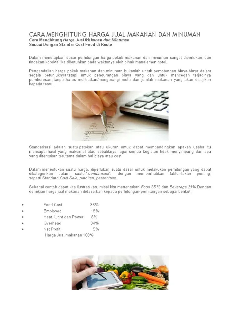 Cara Menghitung Harga Jual Makanan Dan Minuman | PDF