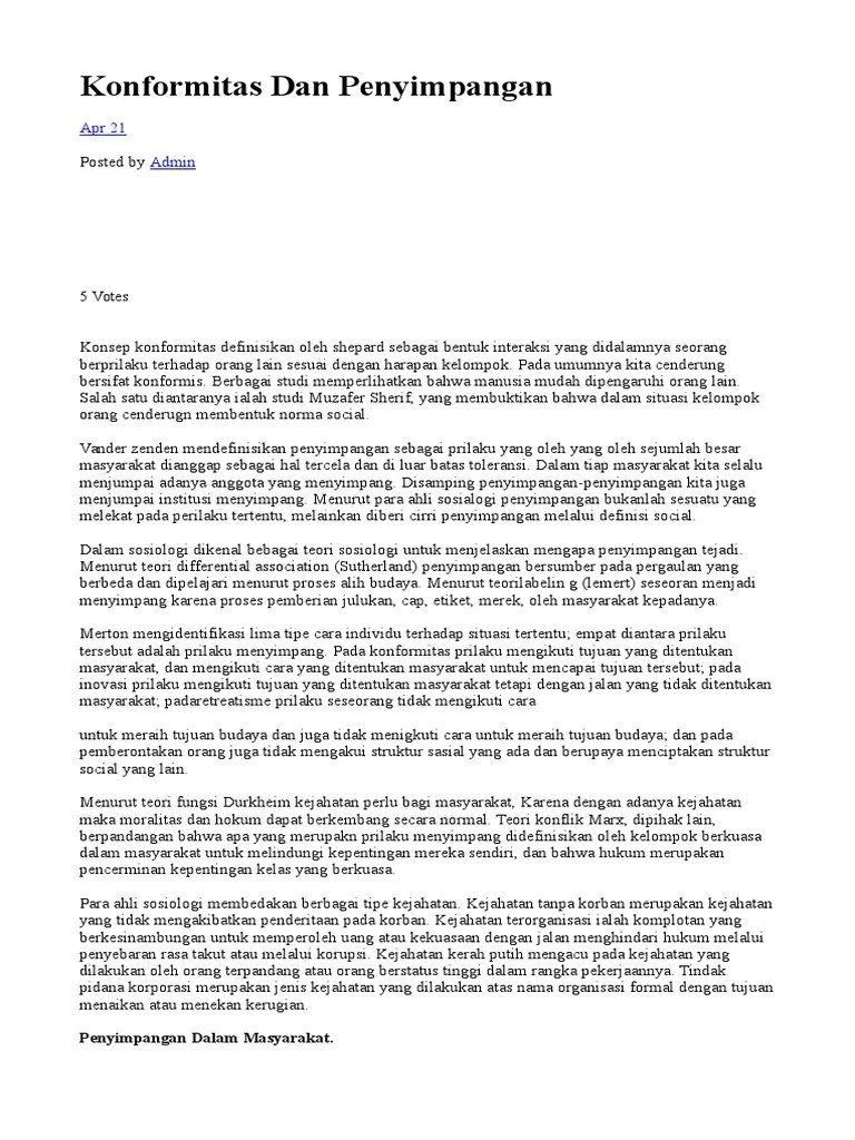 Konformitas Dan Penyimpangan
