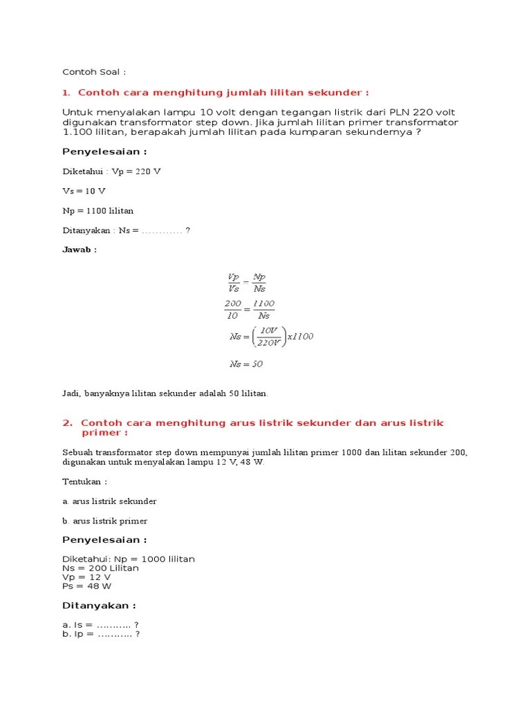 Contoh Soal Transformator | PDF