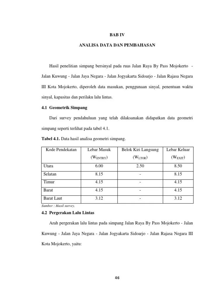 BAB IV Pembahasan Analisa Kinerja Simpang Bersinyal | PDF