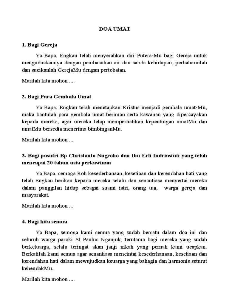 DOA UMAT Ultah Perkawinan | PDF