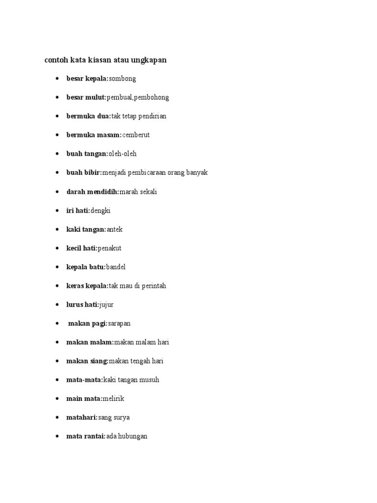 Contoh Kata Kiasan Atau Ungkapan | PDF