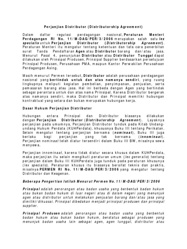 Perjanjian Distributor | PDF