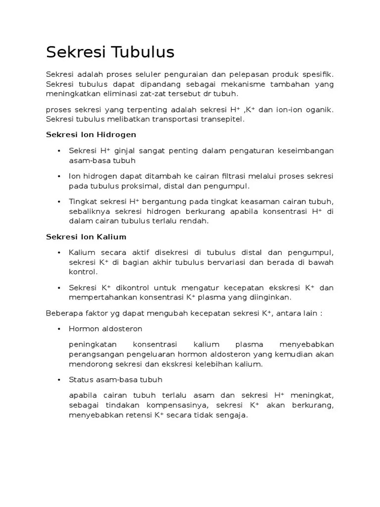 Sekresi Tubulus | PDF