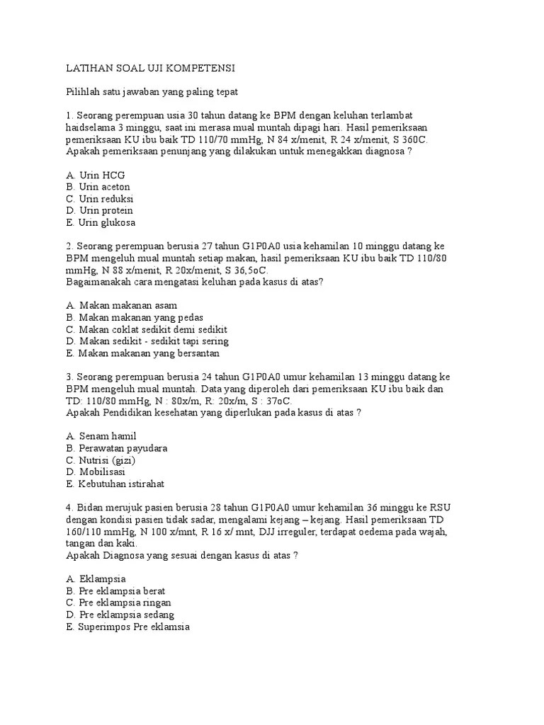 Contoh Soal Kasus Kebidanan Beserta Jawaban