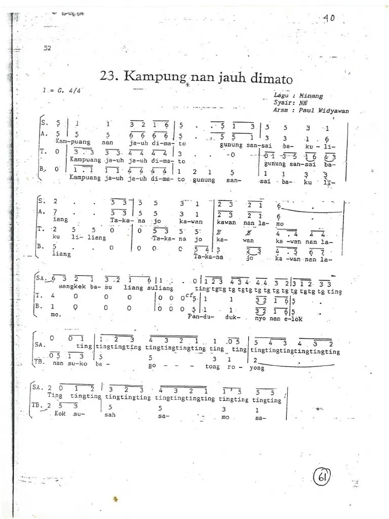 Partitur SATB - Kampuang Nan Jauh Di Mato | PDF
