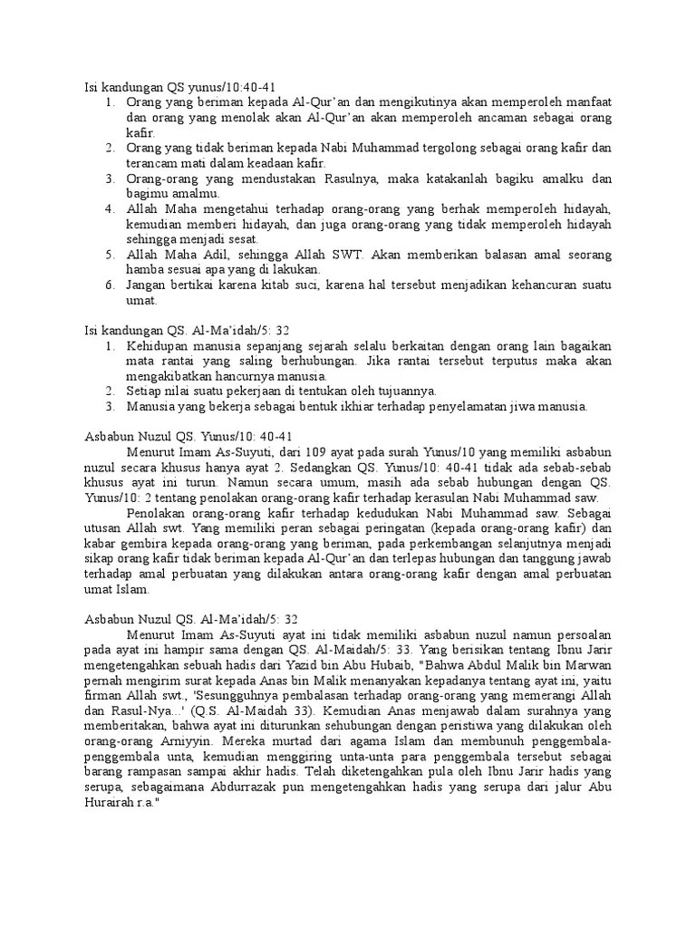 Isi Kandungan QS Yunus | PDF