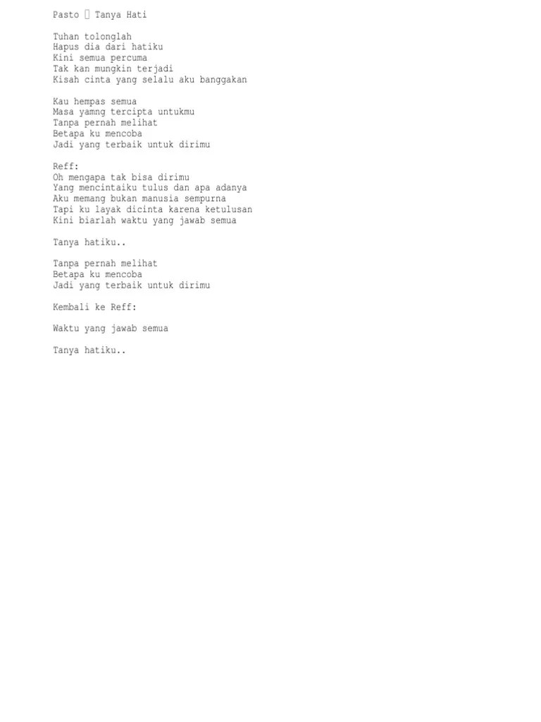 Lirik Tanya Hati - Armada