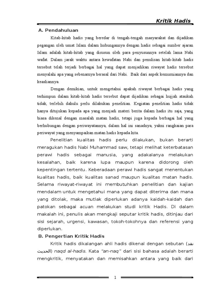 Penelitian Hadis Kritik Sanad Dan Matan Hadis | PDF
