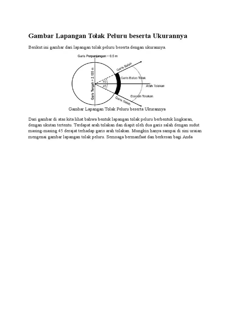 Gambar Lapangan Tolak Peluru Beserta Ukurannya | PDF