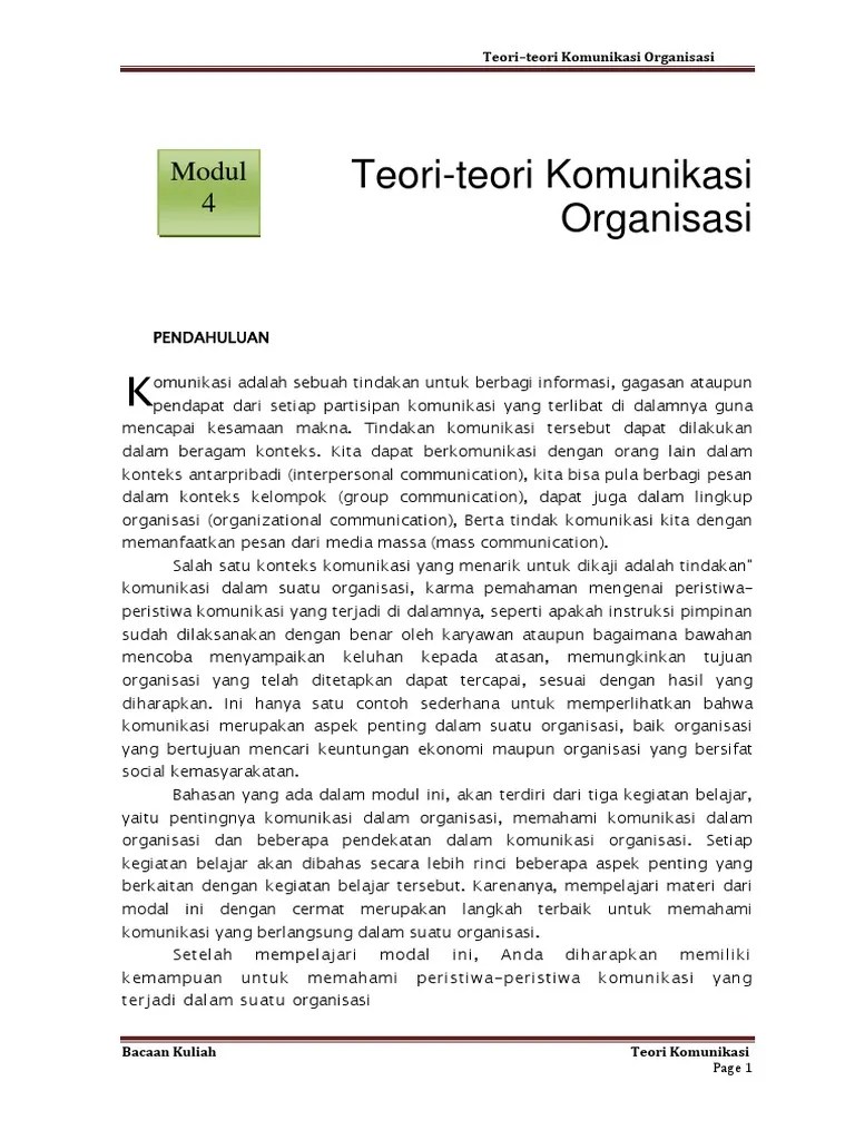 Teori Komunikasi Organisasi | PDF