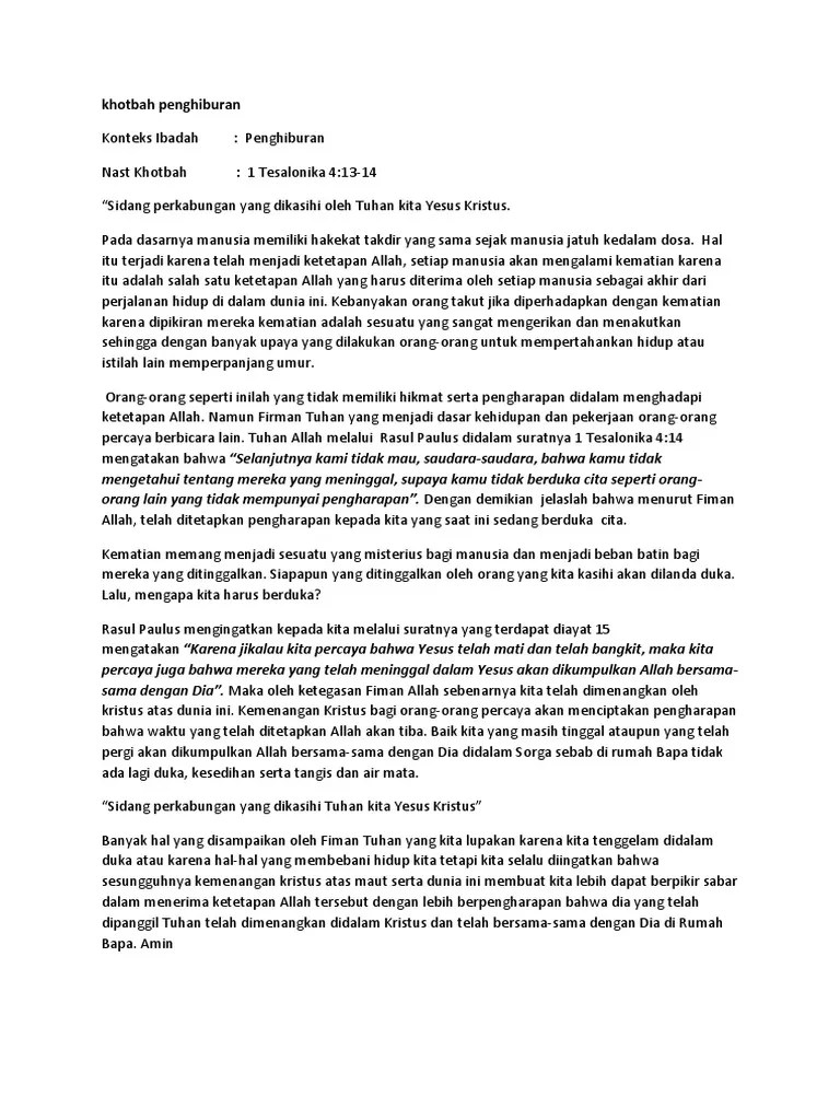 Khotbah Penghiburan | PDF