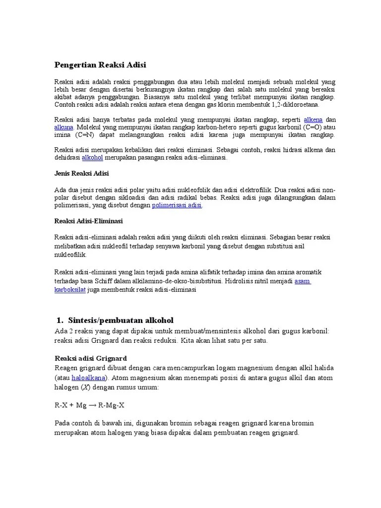 Pengertian Reaksi Adisi | PDF